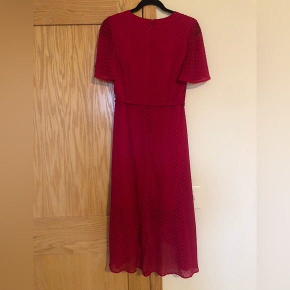 Vince Camuto Clip Dot Illusion Midi Wrap Dress - Size 8 - Color Raspberry - Picture 2 of 6